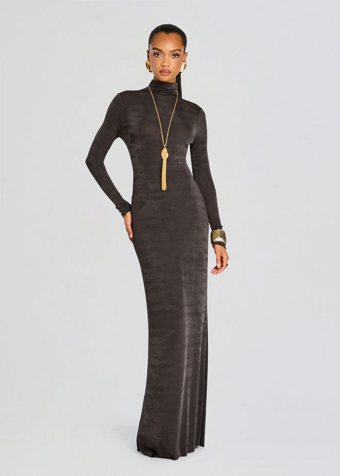 charcoal maxi dress Mandee Turtleneck Maxi Dress (Charcoal) Small
