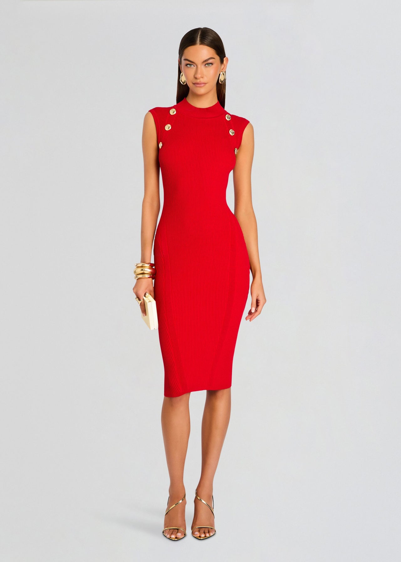 retroféte Women's Nunzia Metallic Knit Dress - Red