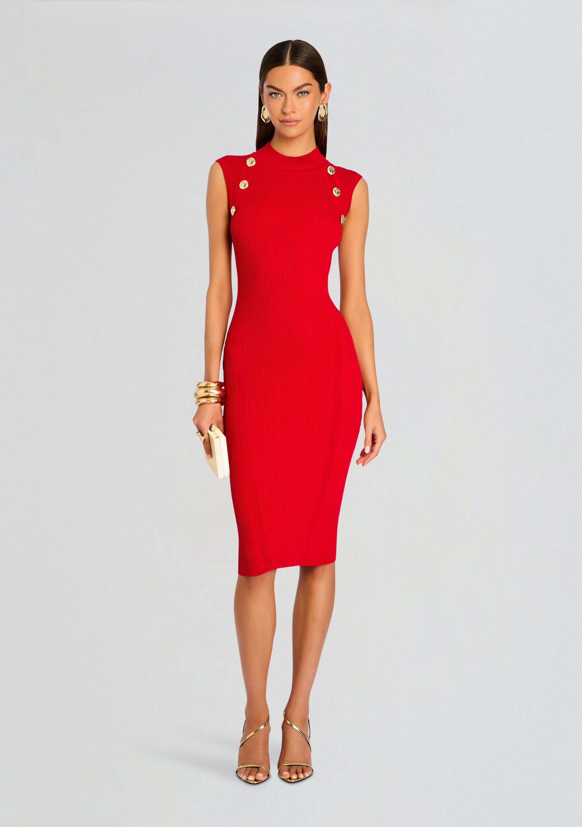 retroféte Women's Nunzia Metallic Knit Dress - Red
