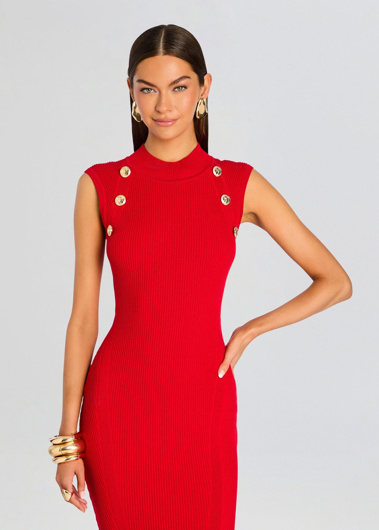 retrofte Women's Nunzia Metallic Knit Dress - Red - Casual dresses