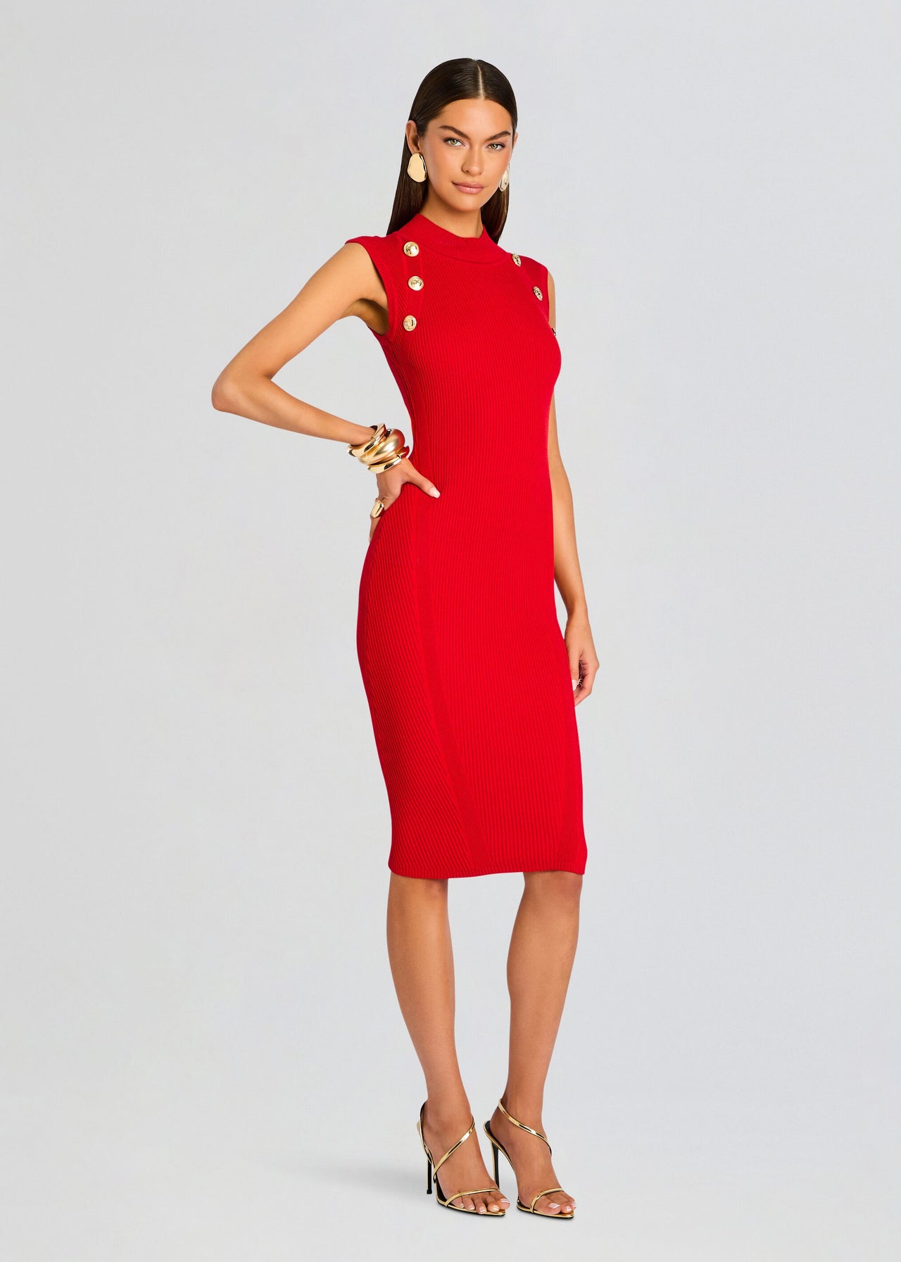retroféte Women's Nunzia Metallic Knit Dress - Red