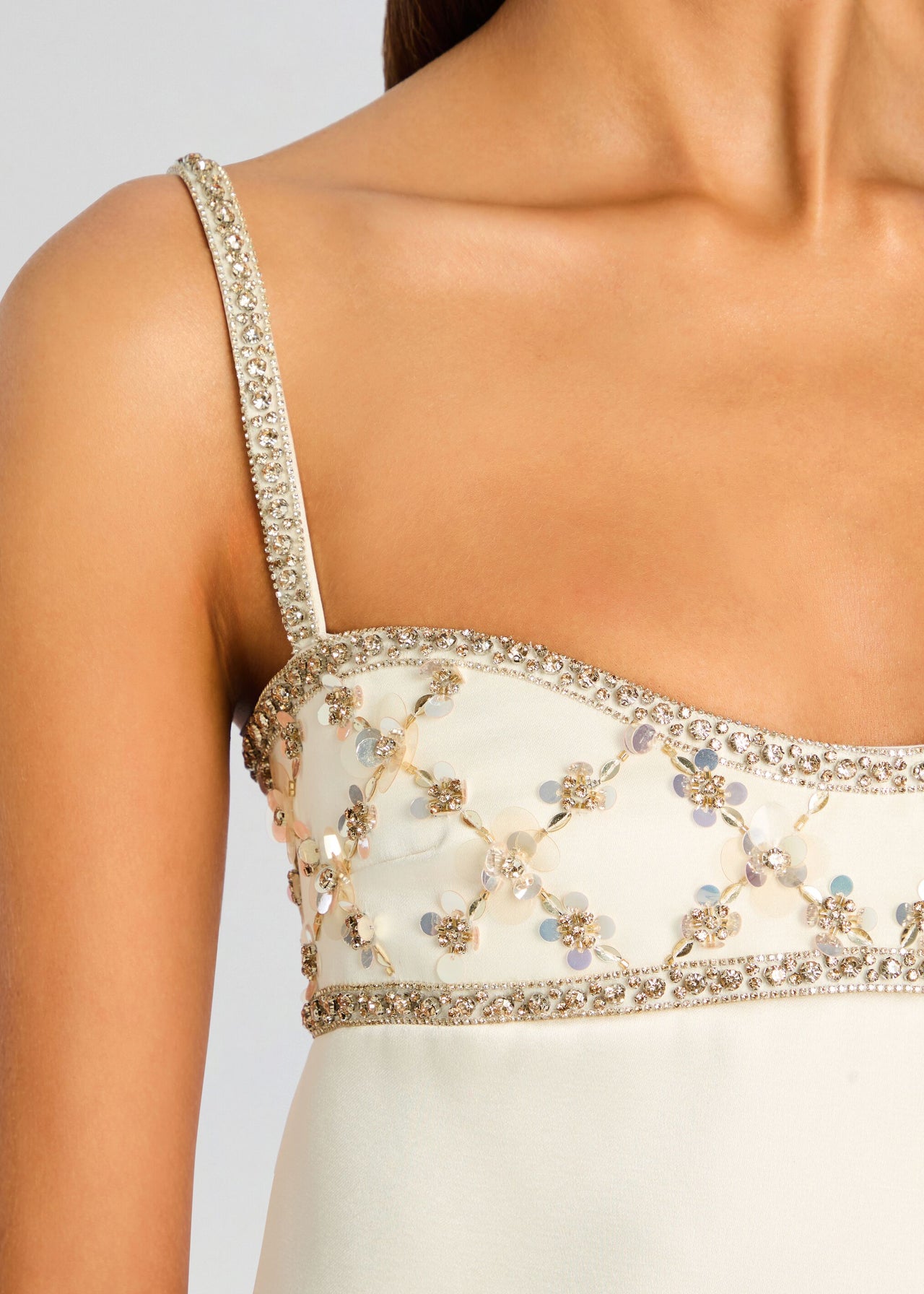 the dress in white and gold Solere Embellished Dress – Retrofete