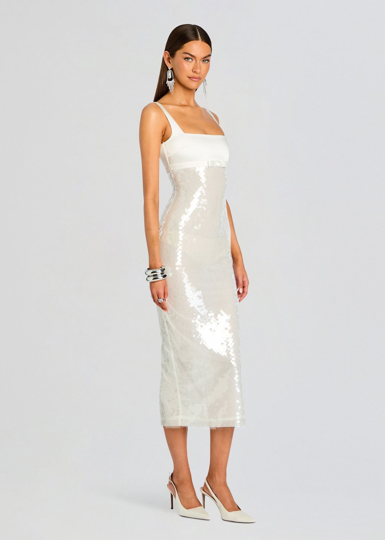 sachin and babi light blue dress Monique Lhuillier Strapless Metallic Embroidered Tea-Length Cocktail Dress