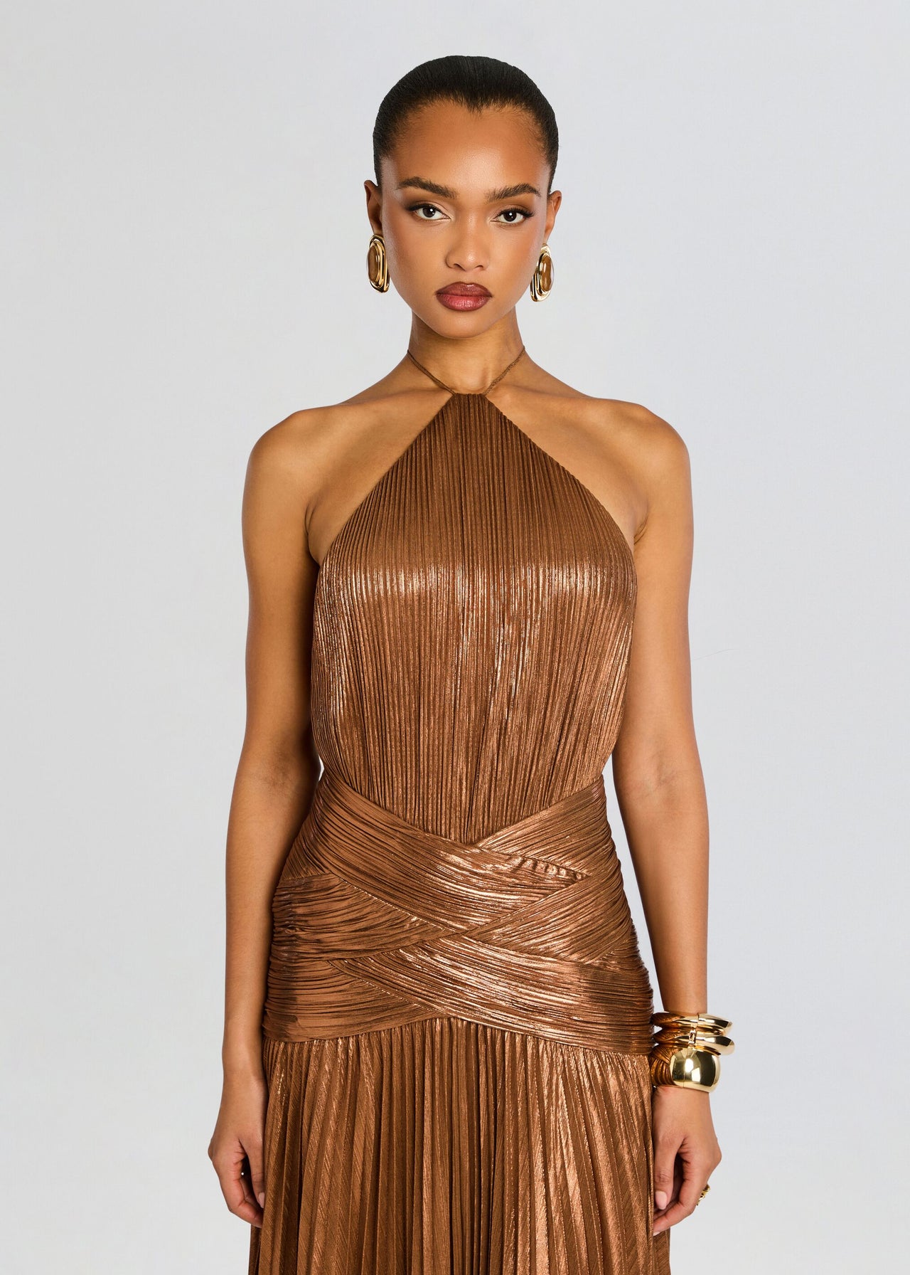 copper metallic dress Retrofete Amberley Dress
