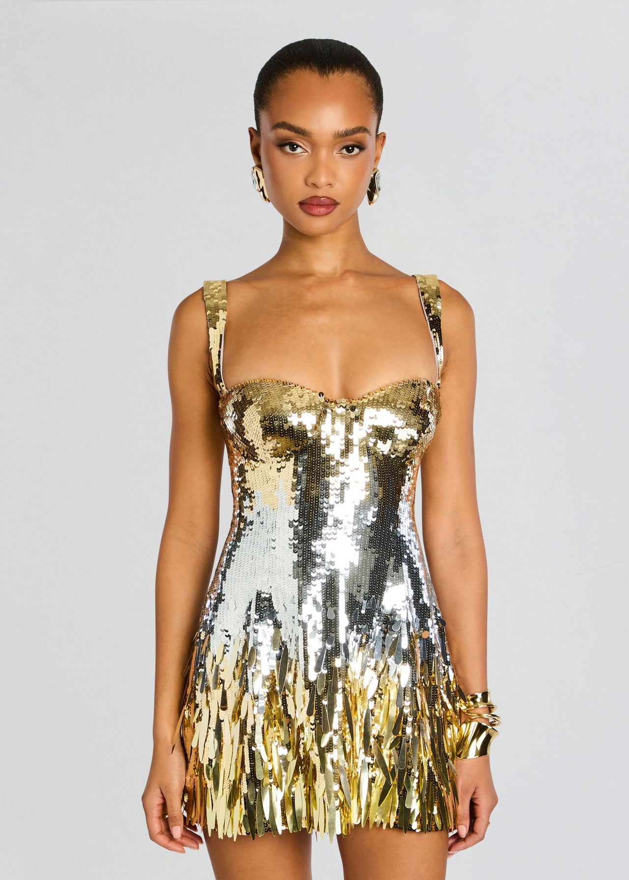 jackie pinafore sequin dress white/gold Eternity V Maxi Dress in Rose Gold main image 1
