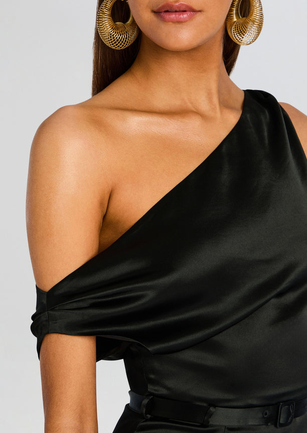 Ivy Satin Off The Shoulder Mini Dress