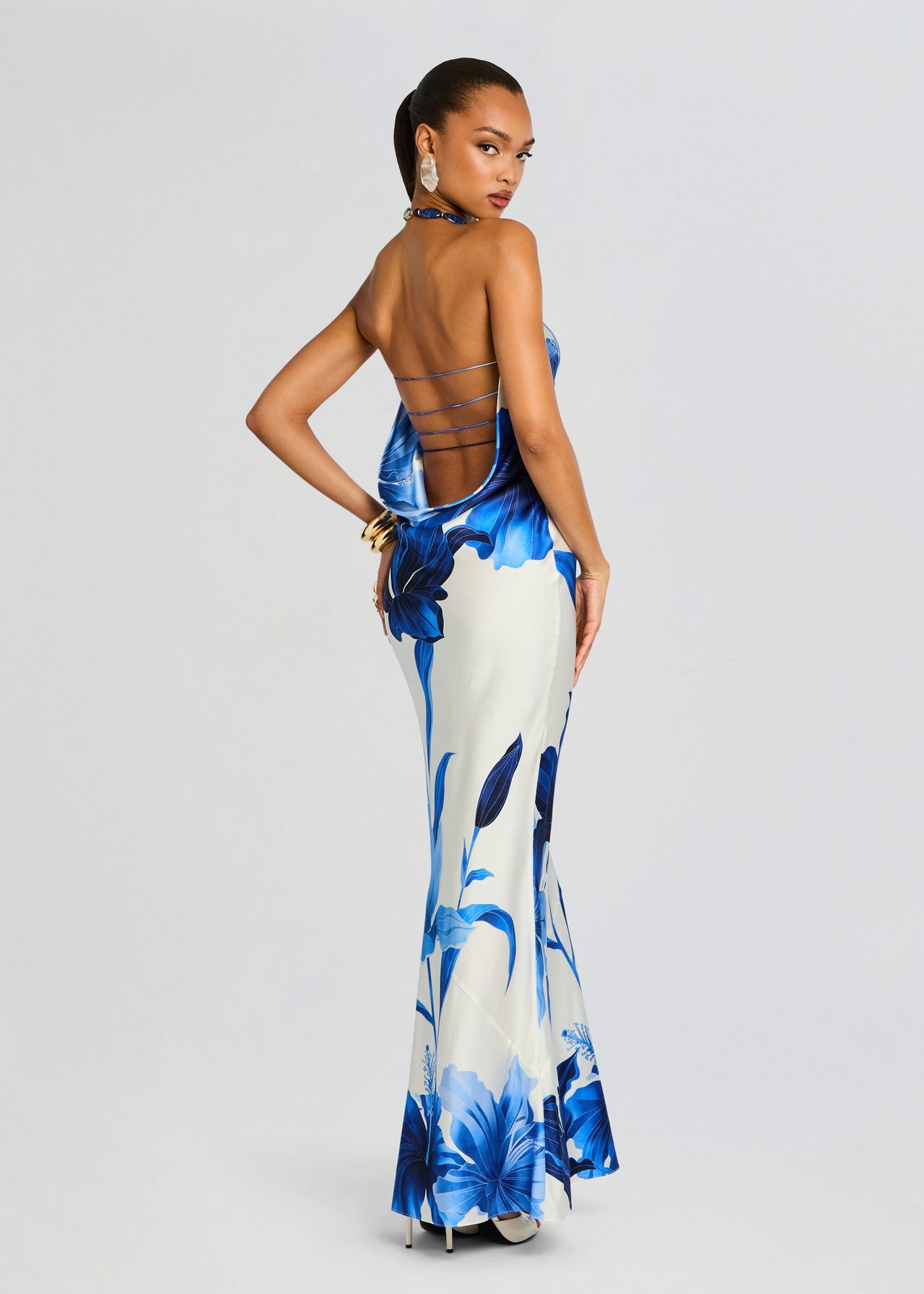 retroféte Women's Keaton Silk Dress - Blue