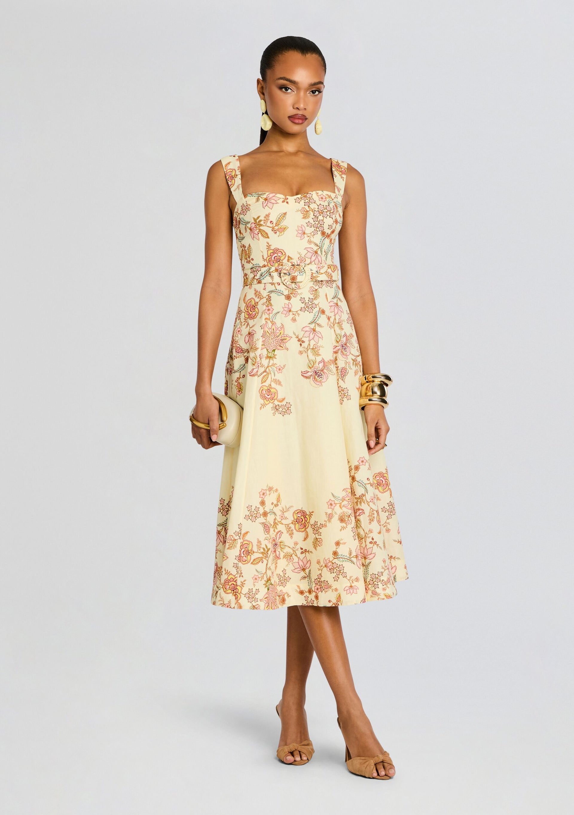 Hemant & Nandita Women's Riah Midi Dress - Natural