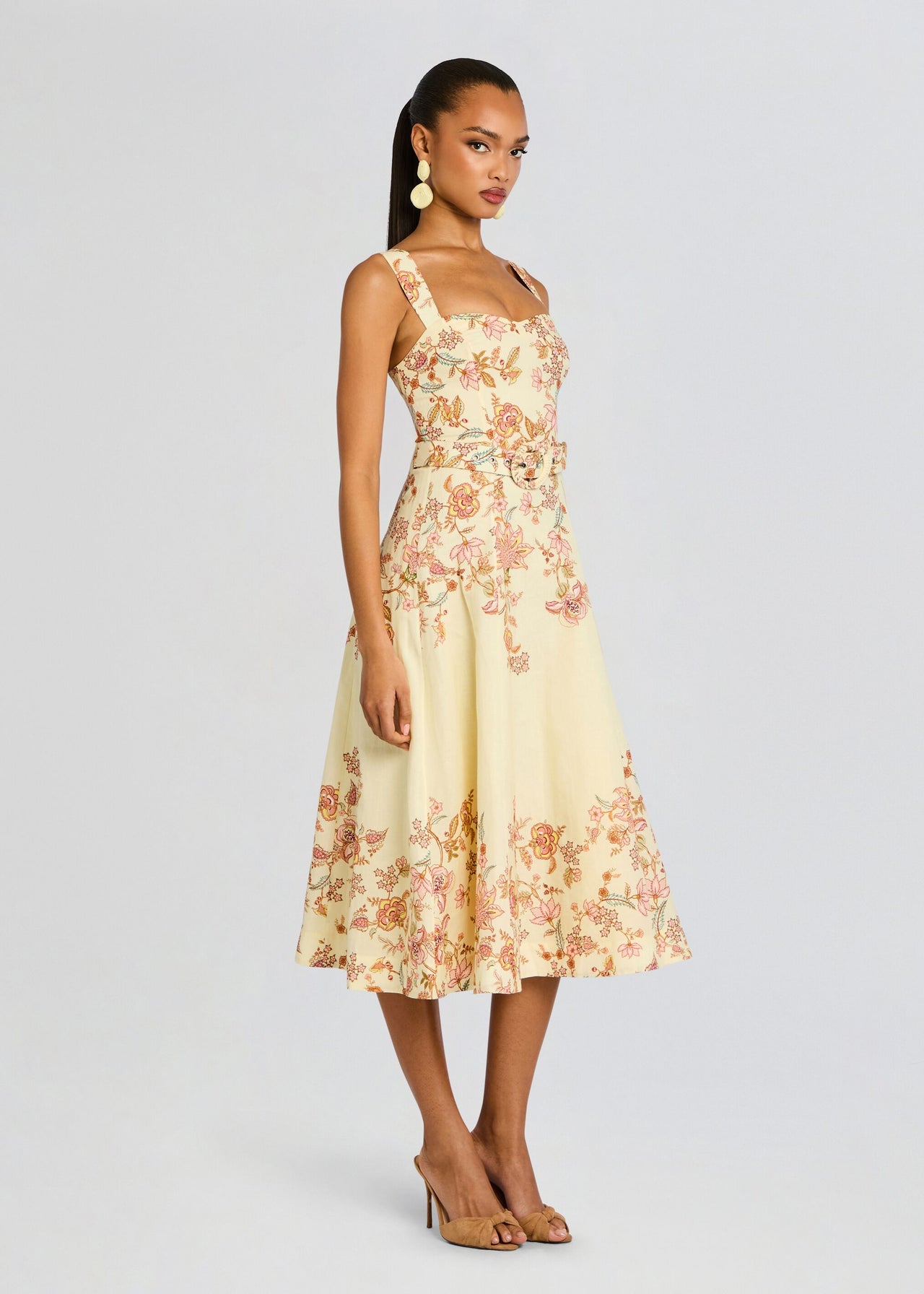 cream floral print rye midi dress product info and reviews Hemant & Nandita Riah Midi Dress