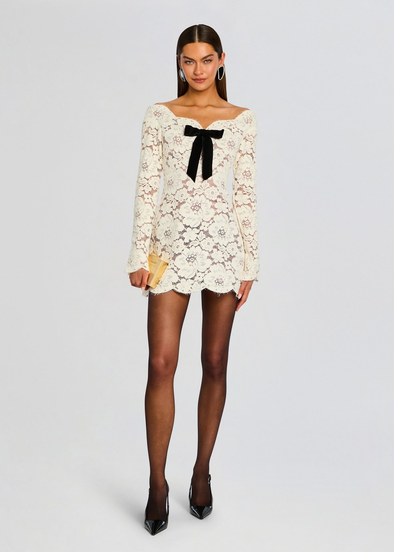 chinese dress ladies Retrofête Perdita Lace Dress | Off White | Size S