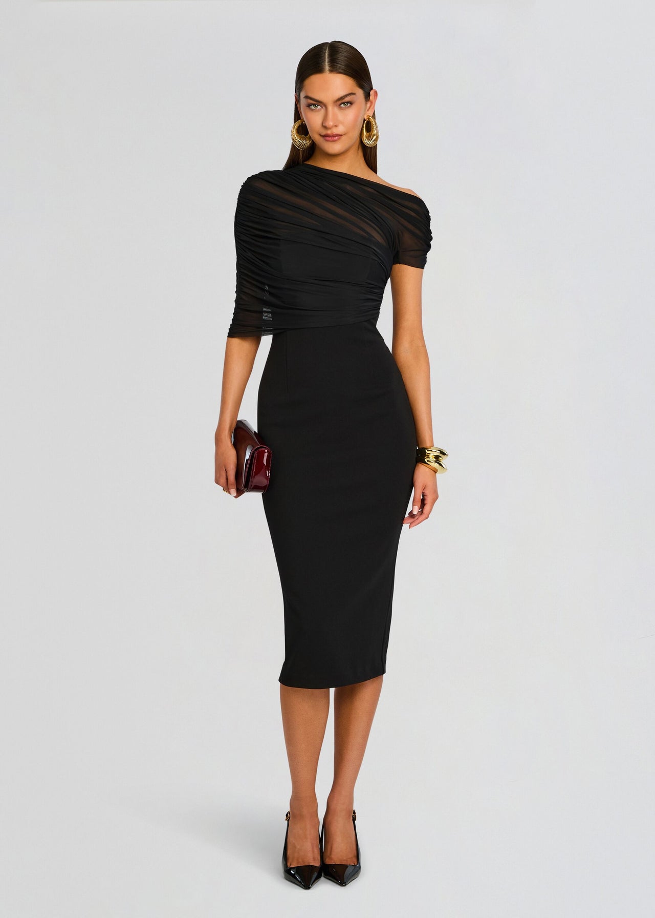 Selma Midi Crepe Dress in Black Selma Midi Crepe Dress in Black