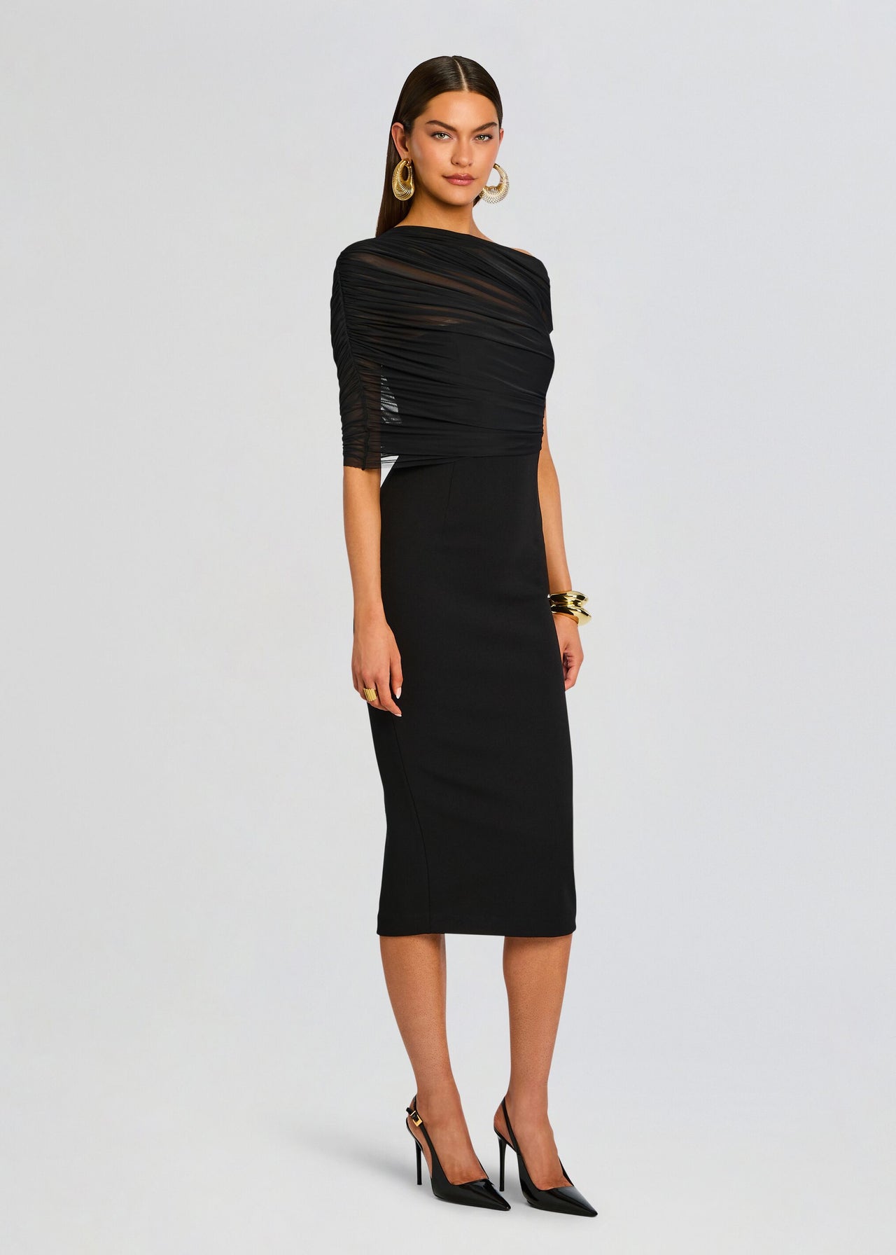 formal fitted midi dress Kiss Me Fitted Midi Dress with Satin Belt main image 1