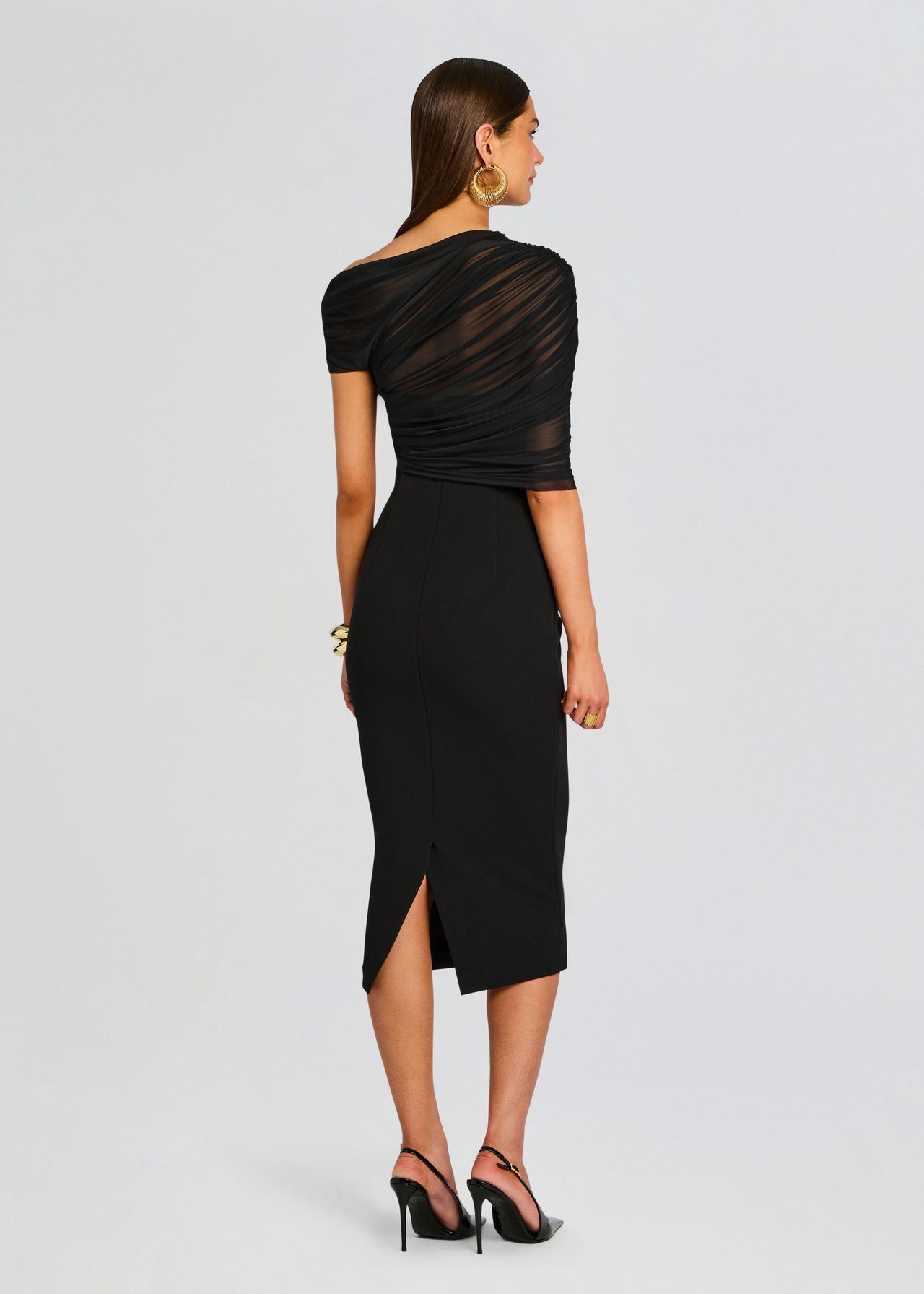 crop midi dress Selma Midi Crepe Dress Black / XS