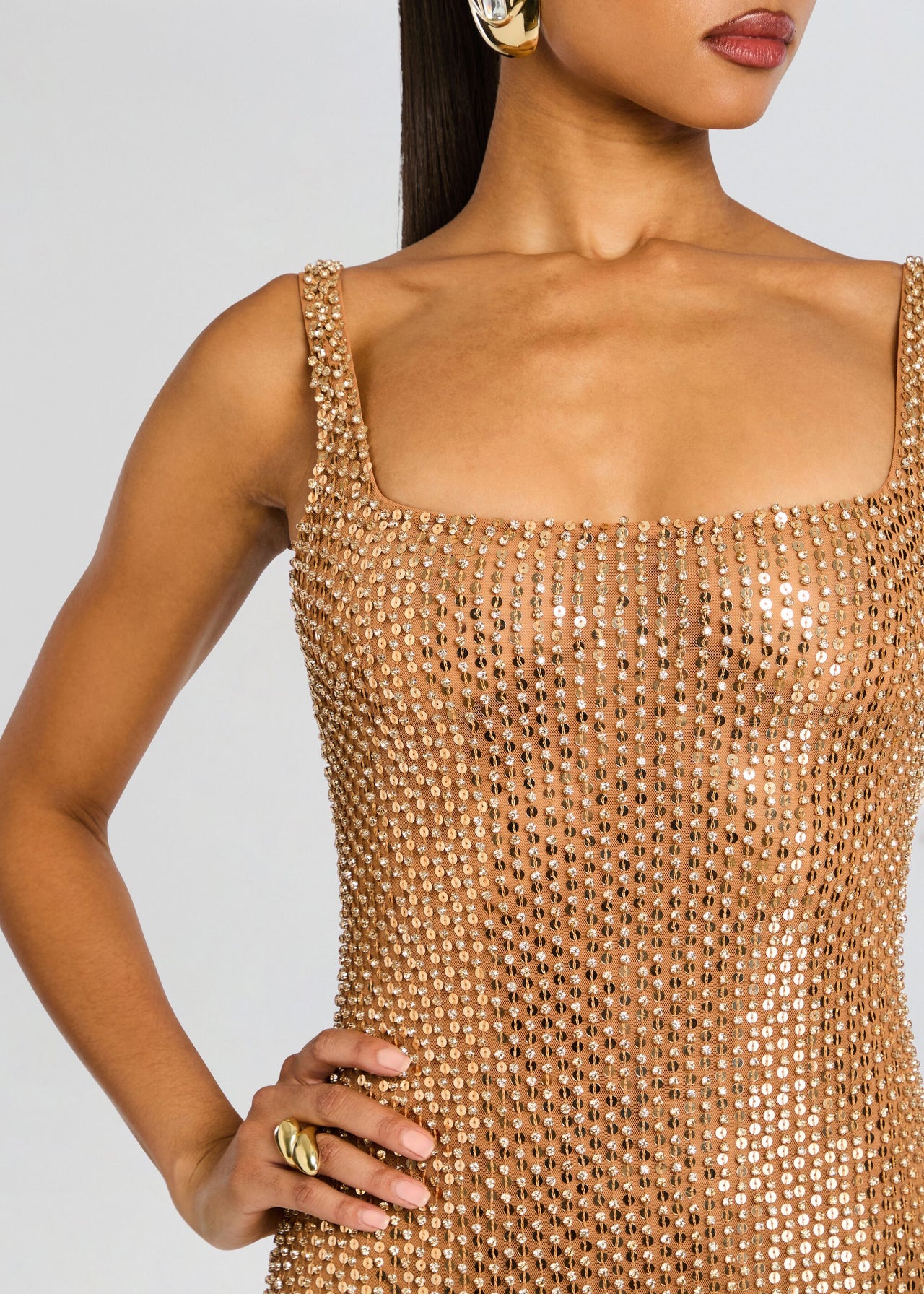 Retrofete Xiomara Sequin Dress - Nude/champagne Retrofete Xiomara Sequin Dress - Nude/champagne