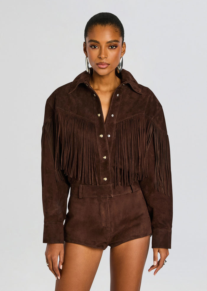 Araminta Suede Leather Romper media 5 of 5