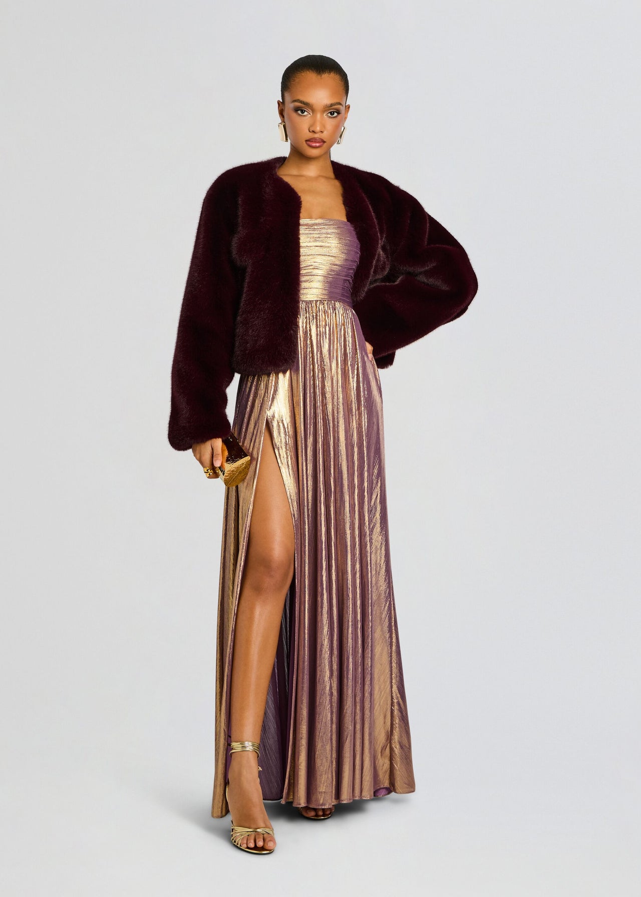 open lace back dress Irresistible Iris- Ultra Violet Silky Satin Strapless Luxe Dress – Agáapēe main image 0