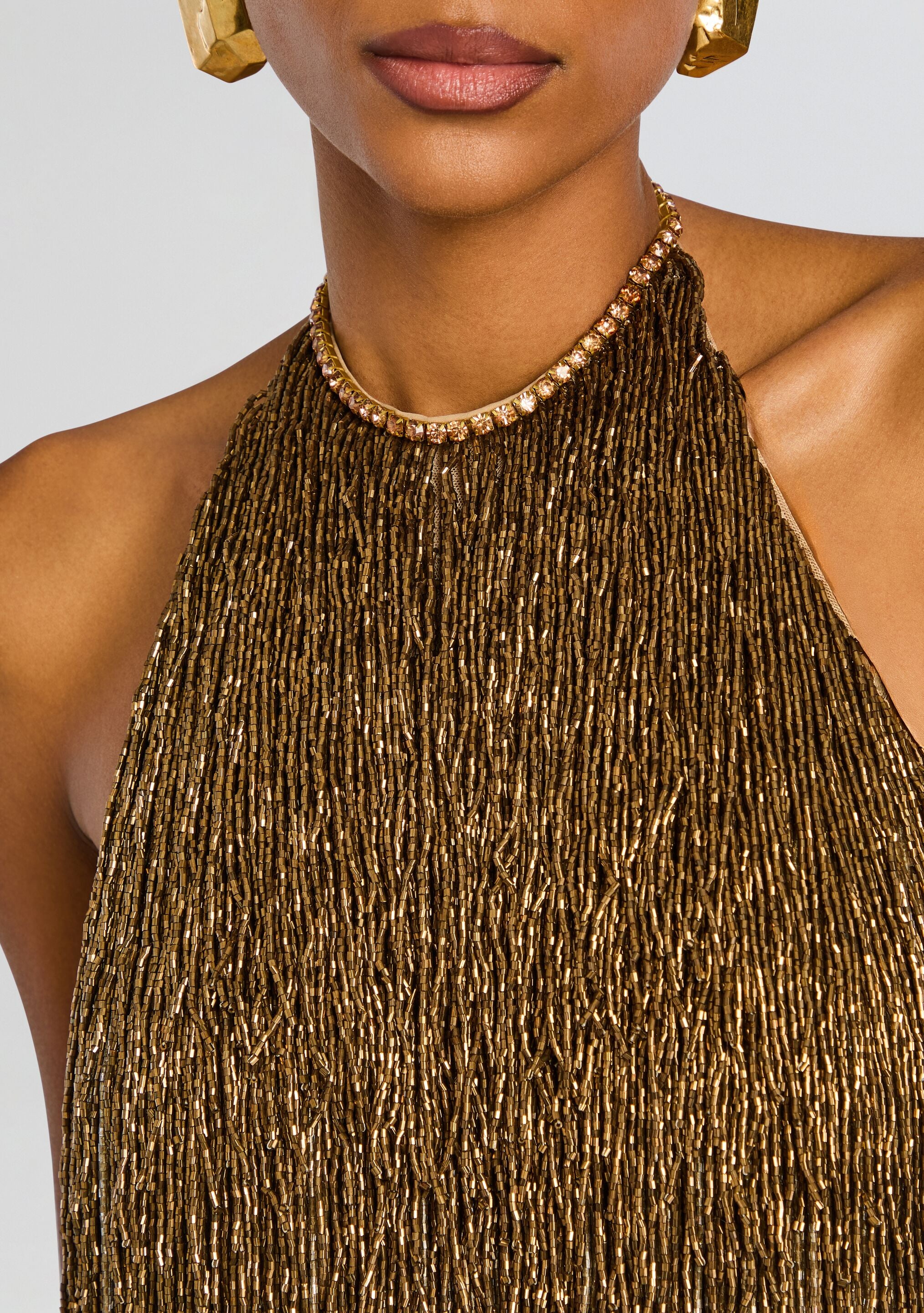 New with tags / Sheller back zip fringe bare top