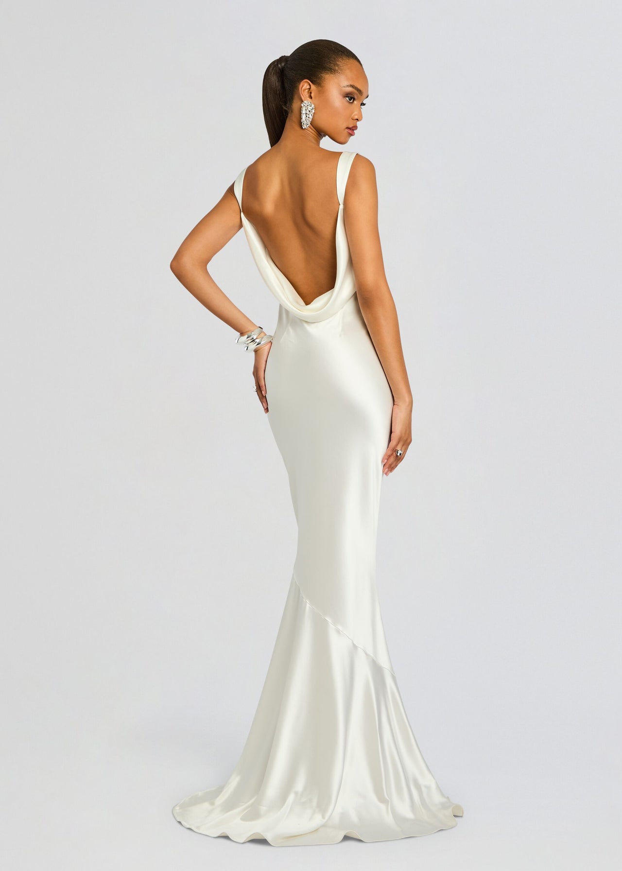 white satin evening dress Simple White Satin Long Prom Dresses, Cheap White Evening Dresses, Whi –  abcprom