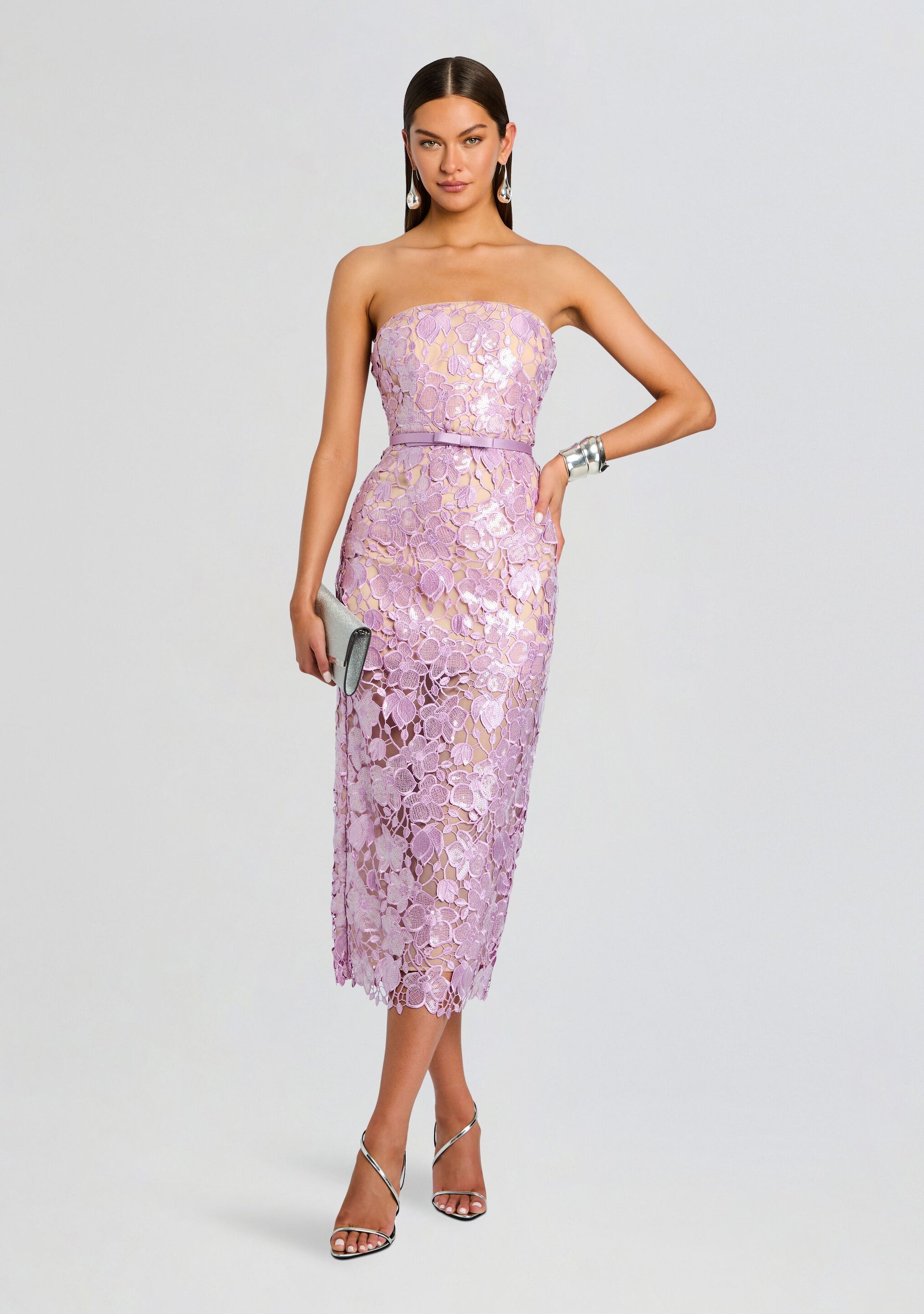 chinese dress ladies Retrofête Rowena Lace Dress | Purple | Size S