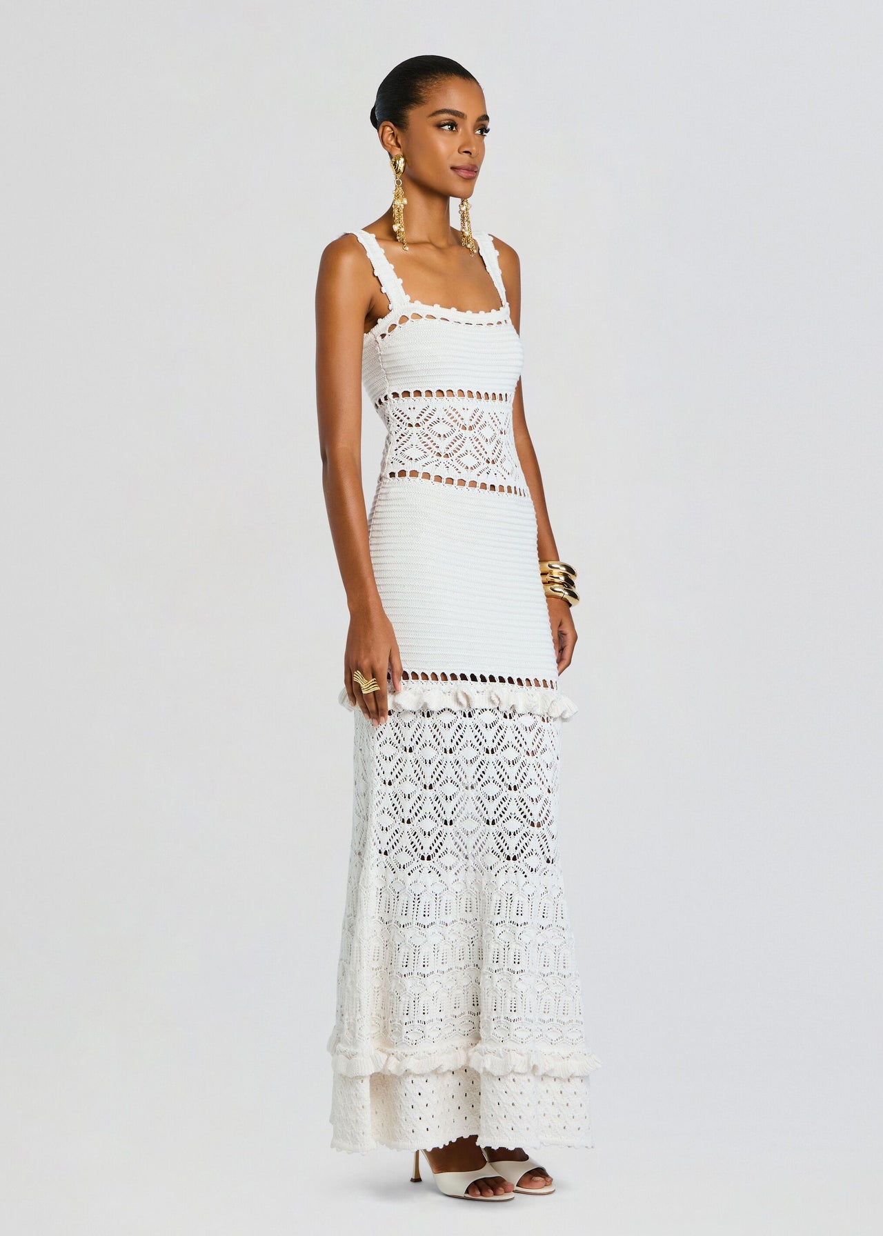 winona sahara maxi dress Retrofete Winona Crochet Dress in White