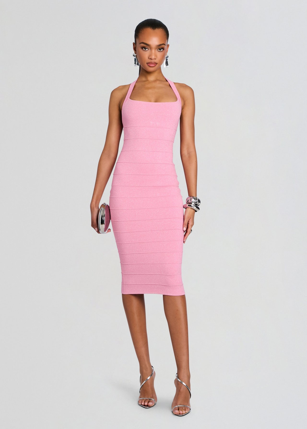 retroféte Women's Cloe Metallic Bandage Knit Dress - Pink