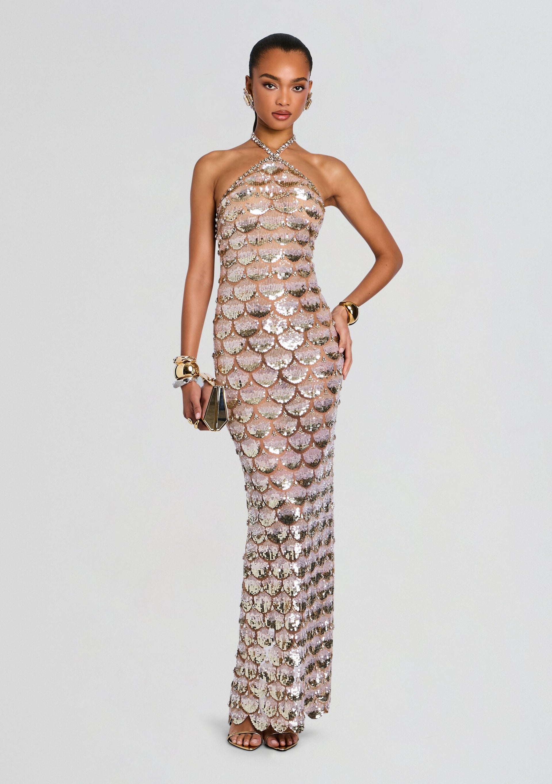 high neck embroidered dress Embroidered High-Neck Maxi Dress  Samant Chauhan