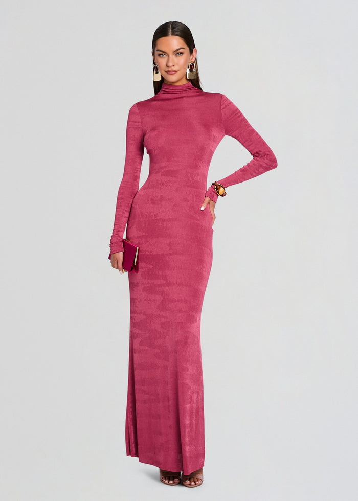 pink velvet long sleeve maxi dress Pink Velour Long Dress Pink Velvet Long Sleeve Maxi Dress