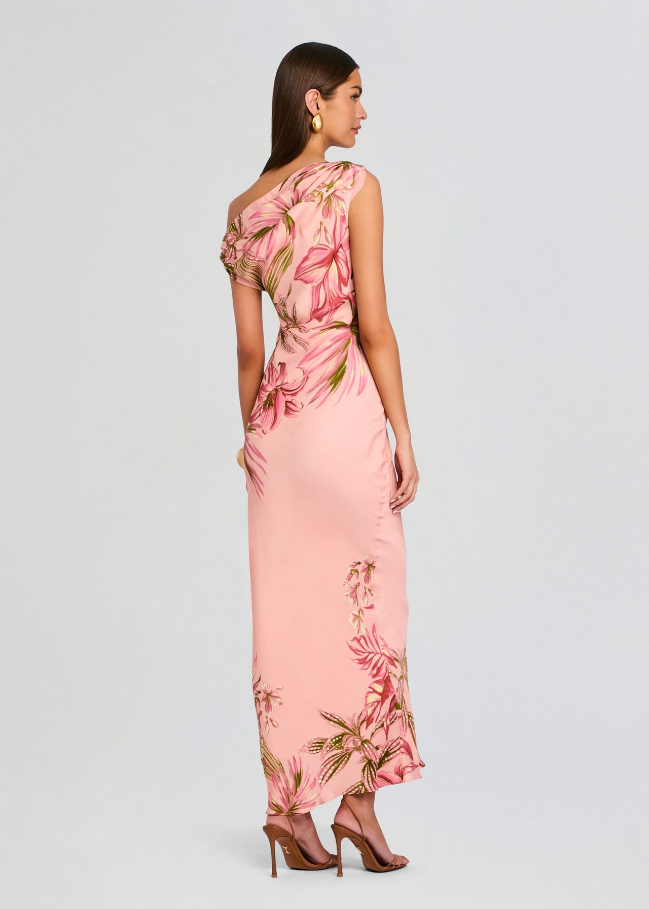 open lace back dress Cain One Shoulder Maxi Dress – Retrofete