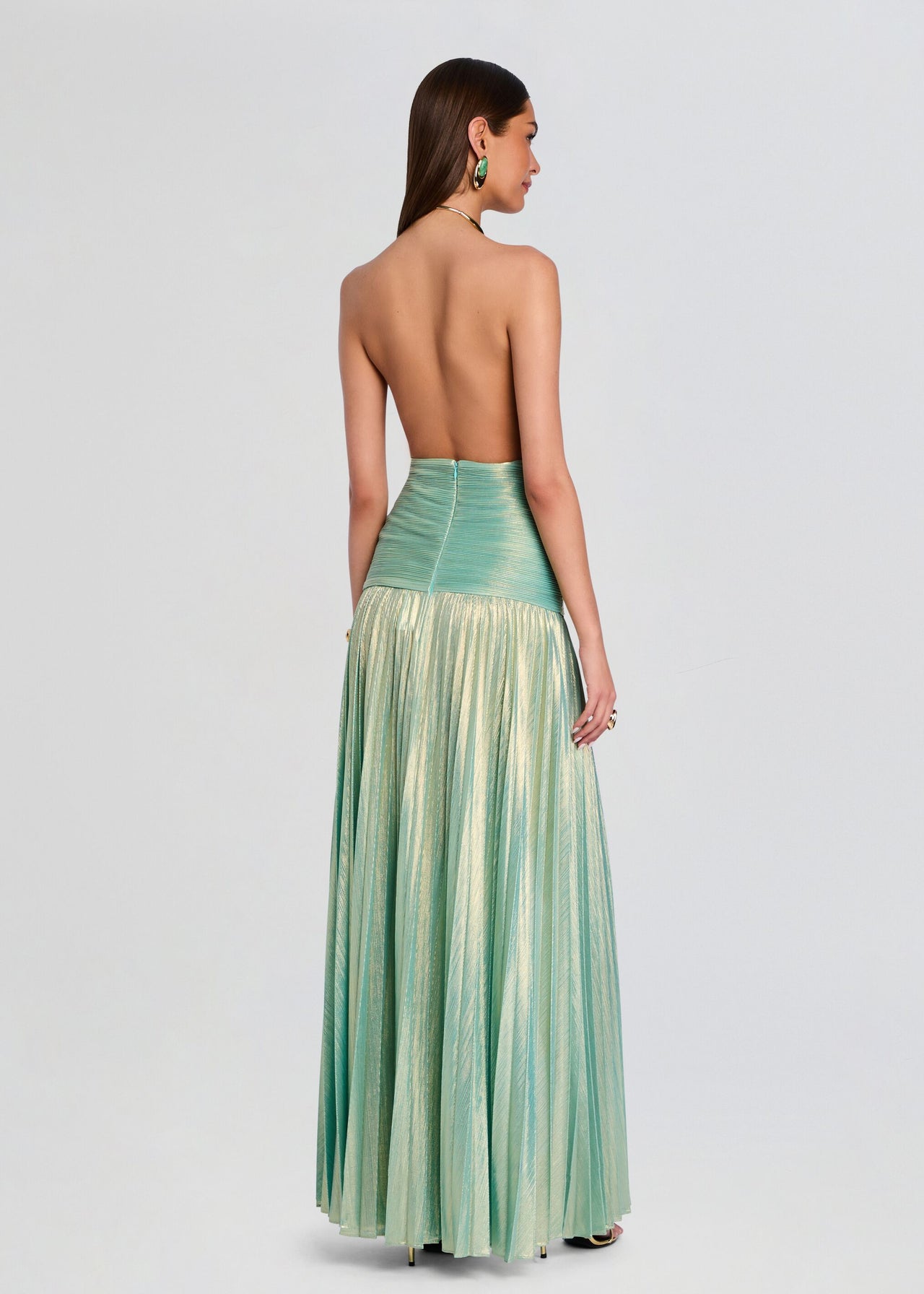 mint green pleated maxi dress retroféte Women's Faelina Dress - Green