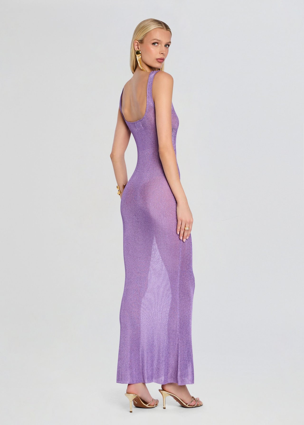 Martina Metallic Knit Maxi Dress – Retrofete