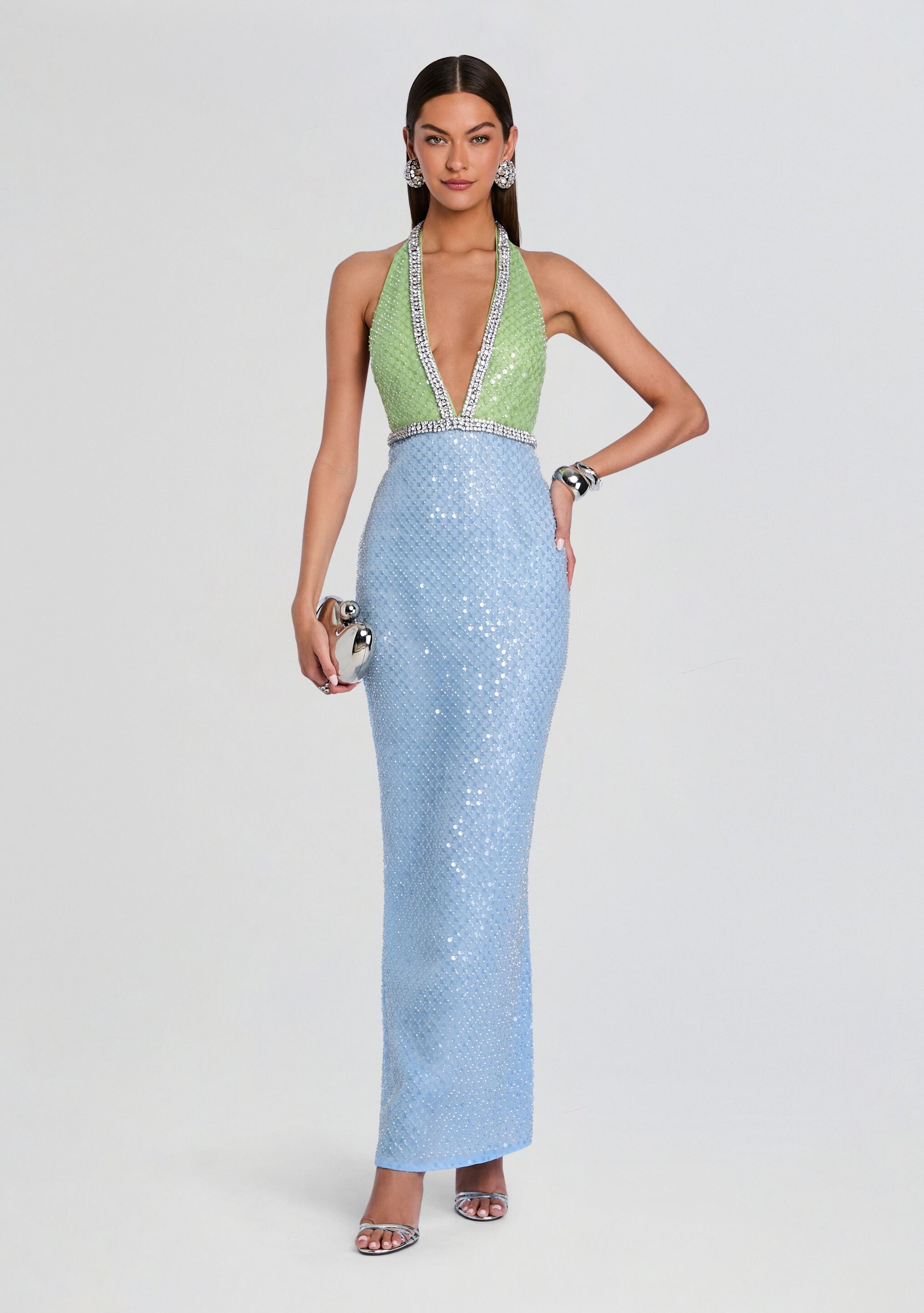 retrofete Pixi Embroidered Dress in Baby Blue,Mint - size S retrofete Pixi Embroidered Dress in Baby Blue,Mint - size S
