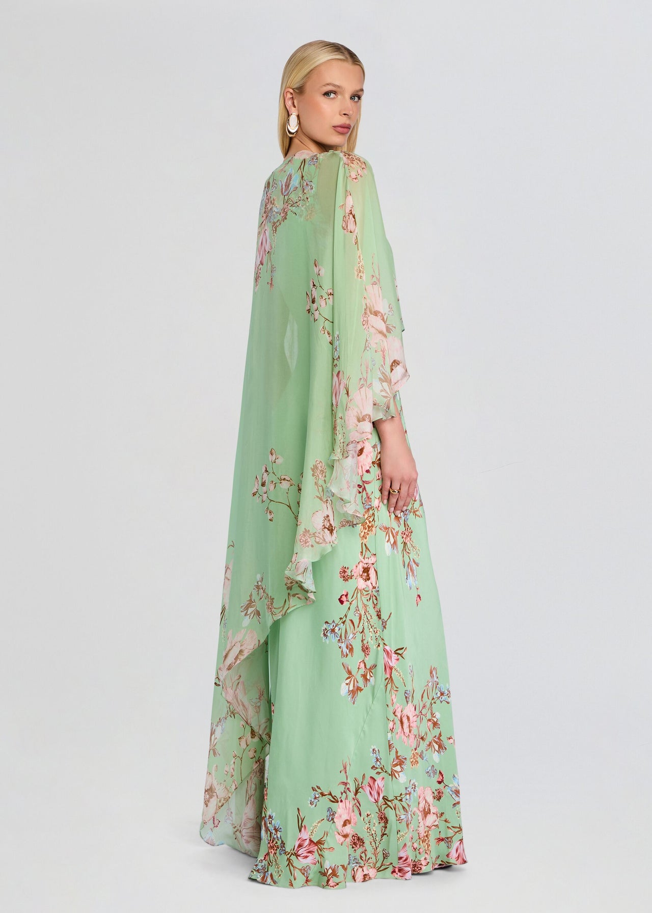 mint green cape dress Ezra Ruched Cape – Retrofete