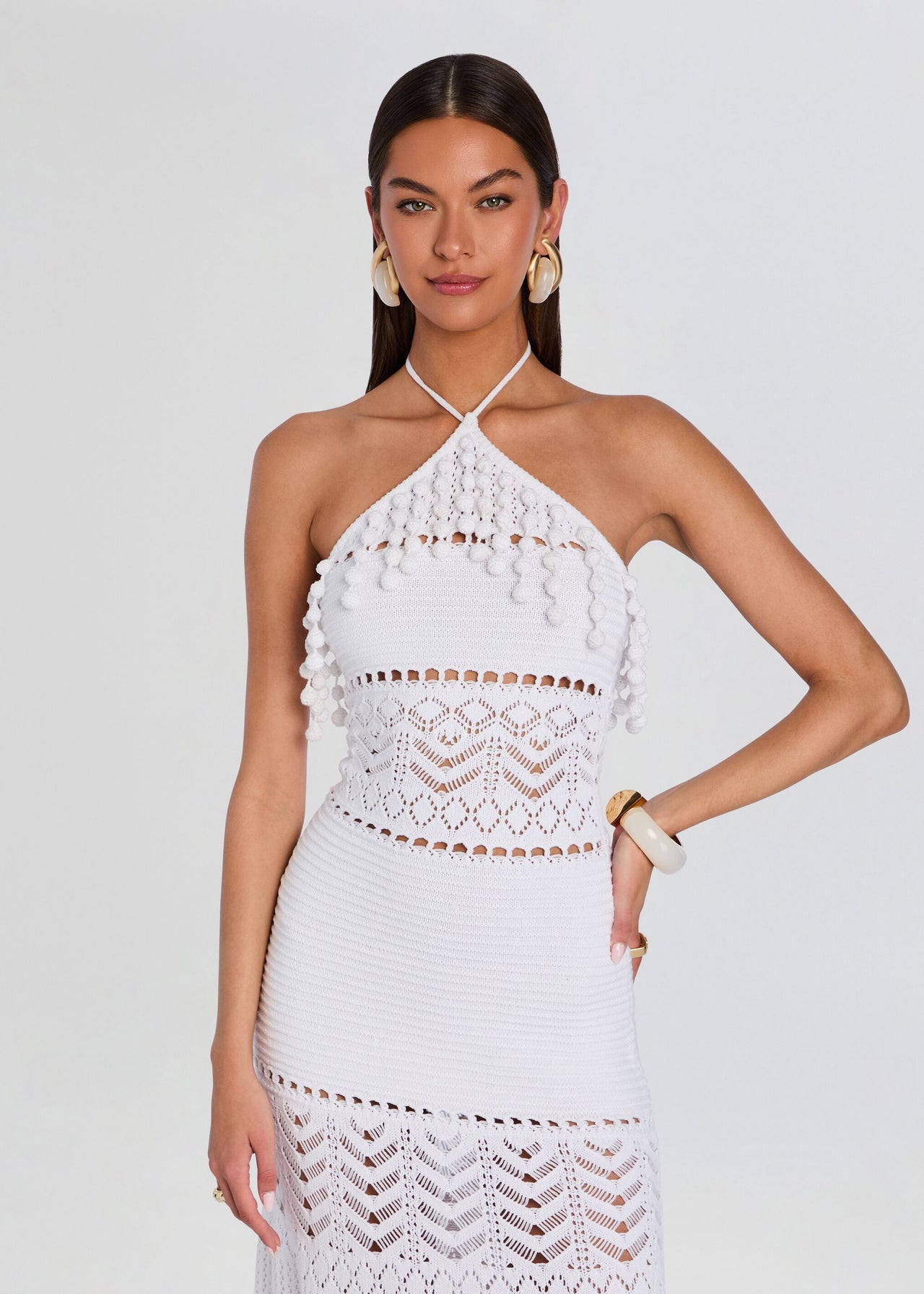 crochet top dress retroféte Women's Perette Crochet Dress - White