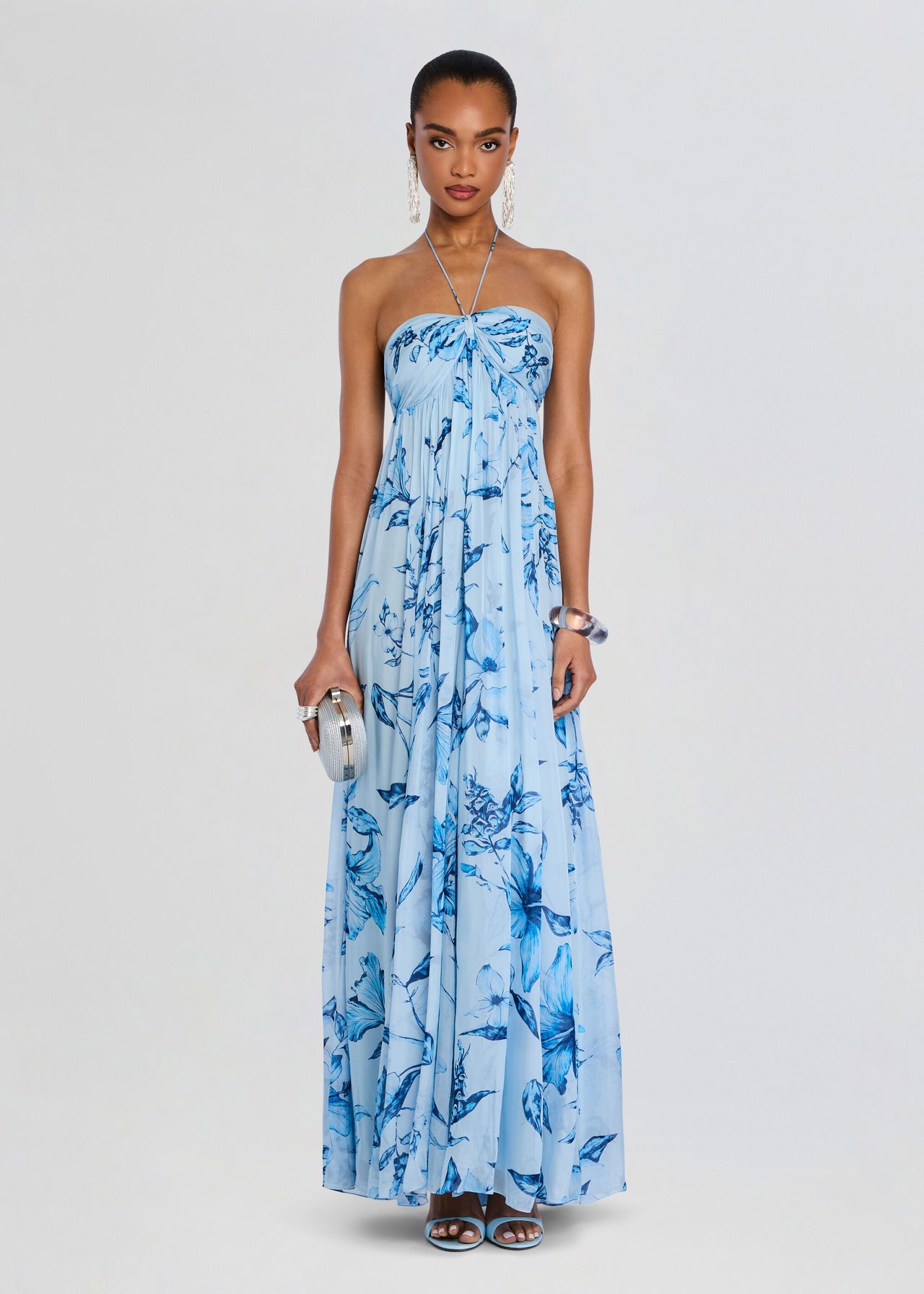 retrofete blue strapless dress ROCOCO SAND Flared | Blue/Floral | Size XS Pair this dress with