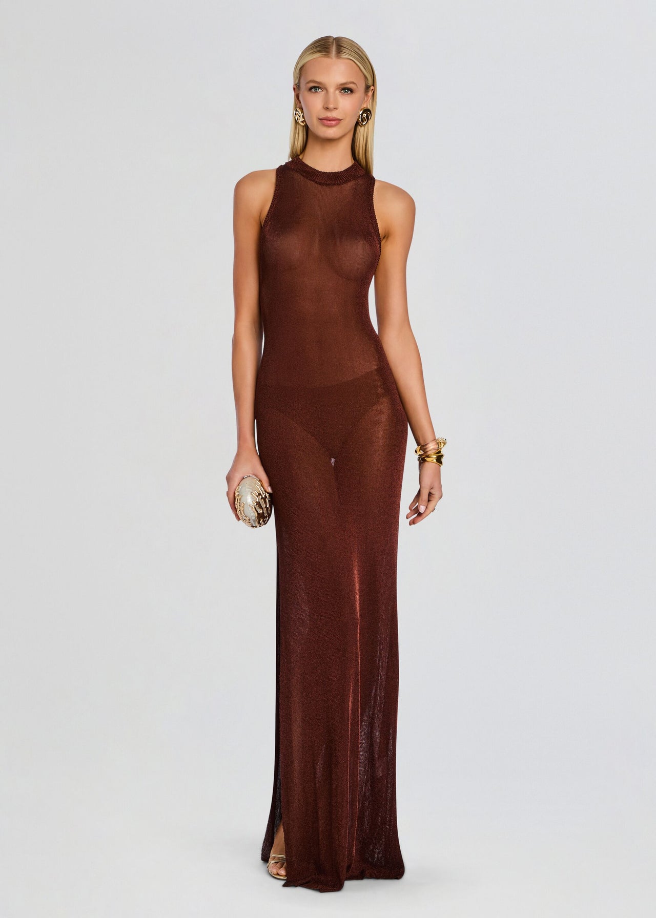 Henne Metallic Knit Maxi Dress – Retrofete