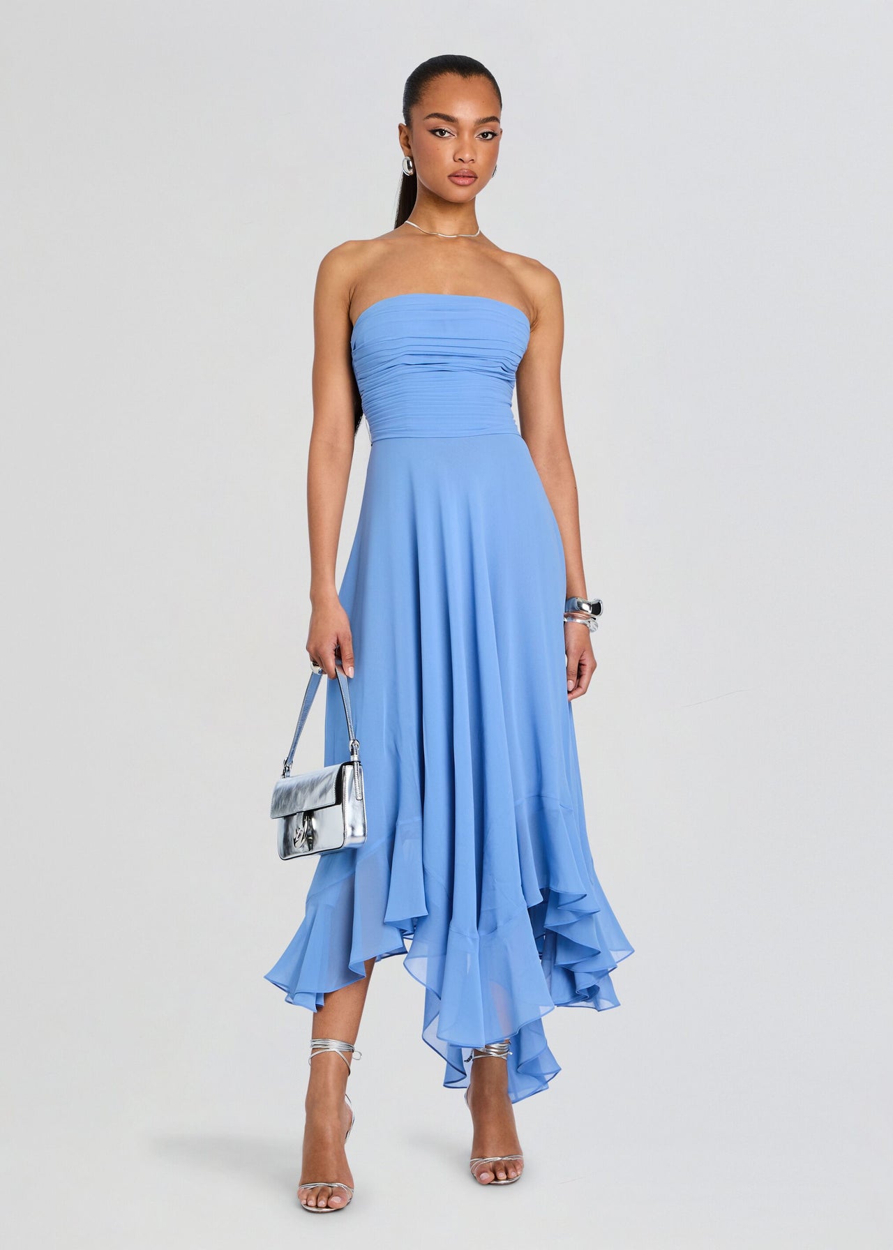 retrofete louisa chiffon dress Retrofete Louisa Chiffon Strapless Dress