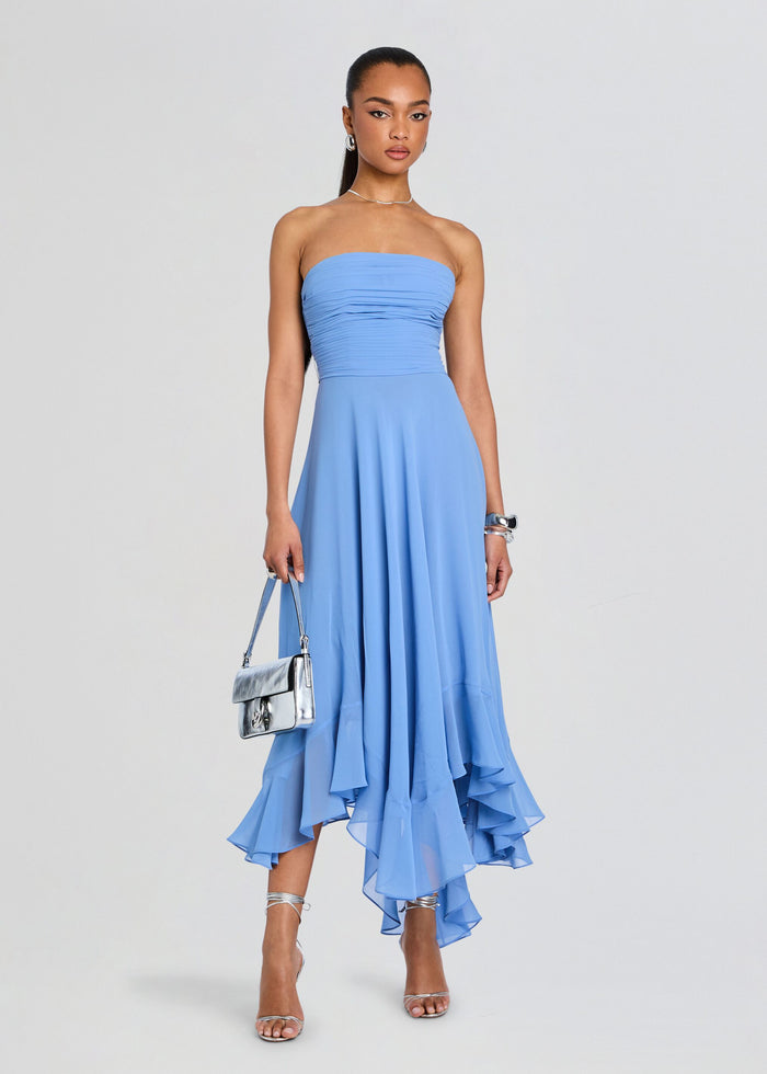 retrofete Louisa Chiffon Dress in Blue