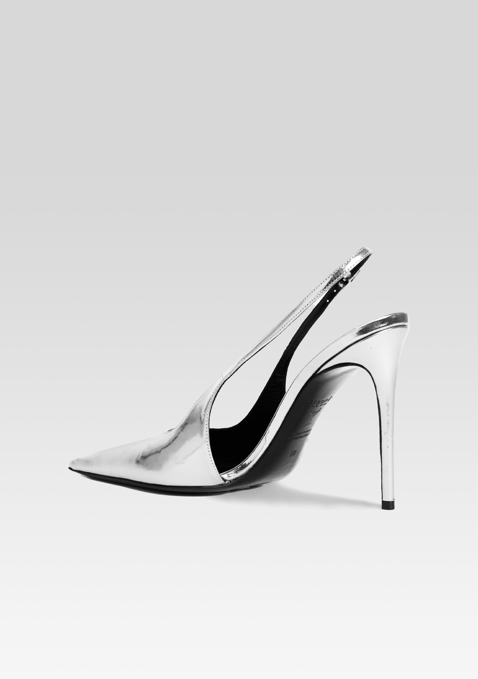 Silver Metallic Strappy Blade Heel Sandals - CHARLES & KEITH IN