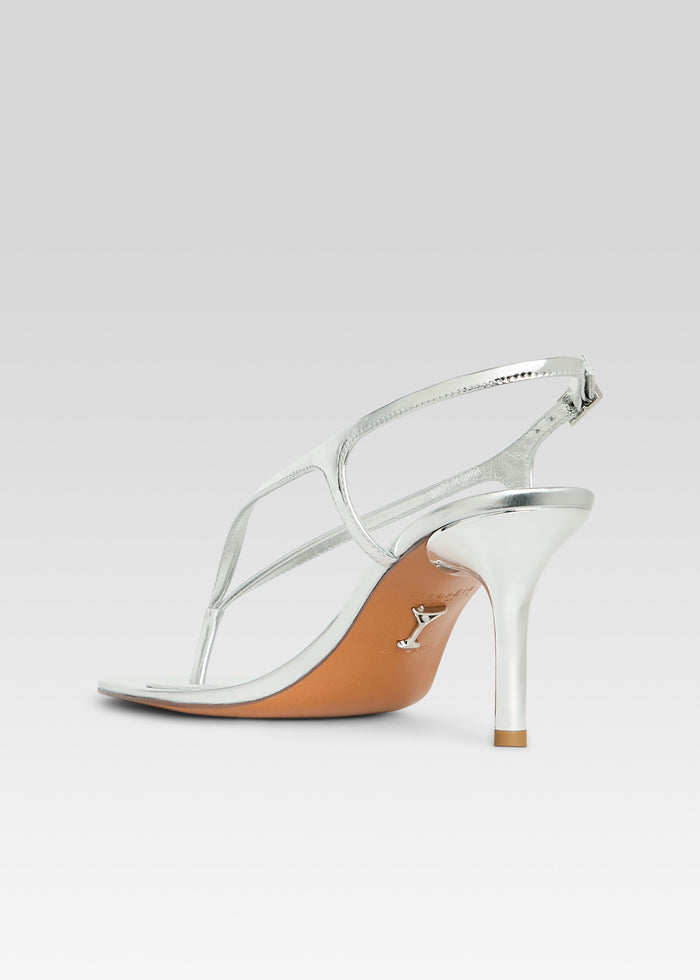 Klotilde Sandal in metallic silver with slender straps and a stiletto heel media 5 of 5