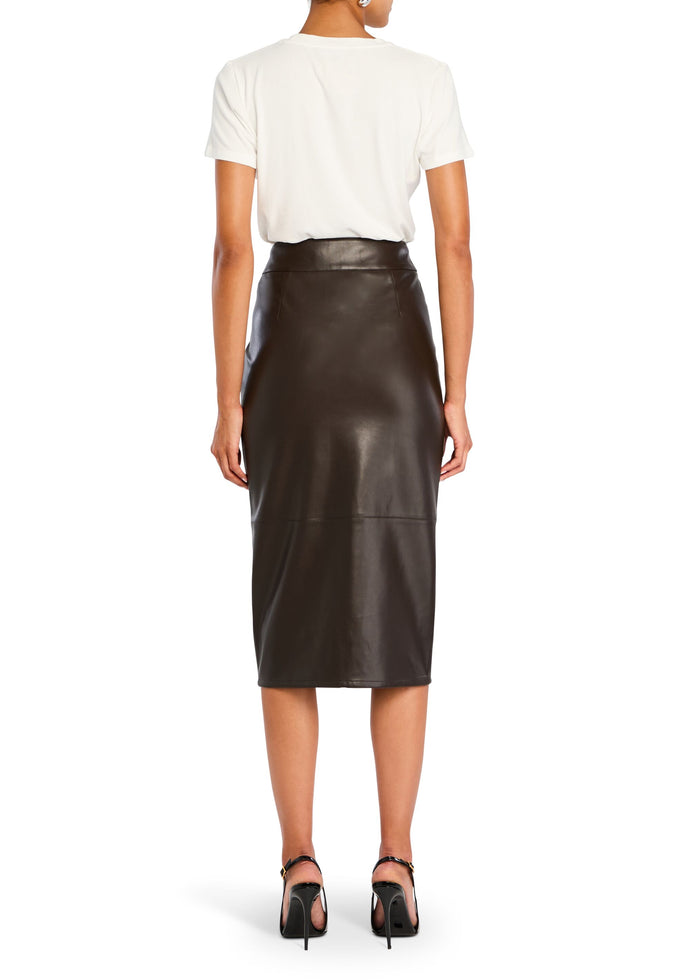 Millicent Vegan Leather High Rise Midi Skirt media 4 of 5
