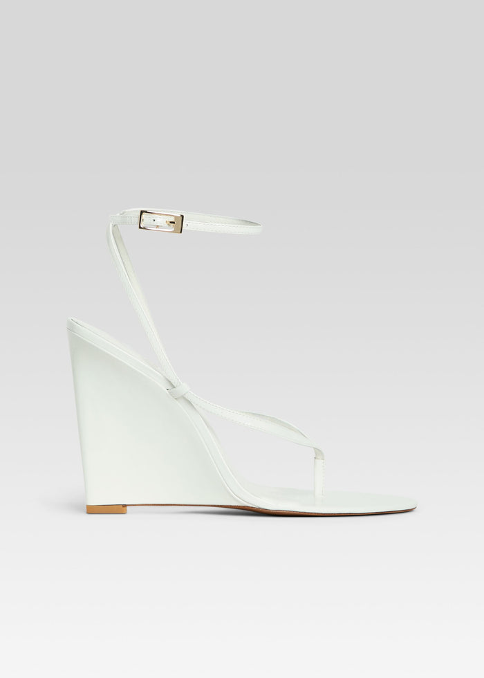 Namby Wedge pale mint sandal with ankle strap and buckle, side view media 1 of 5