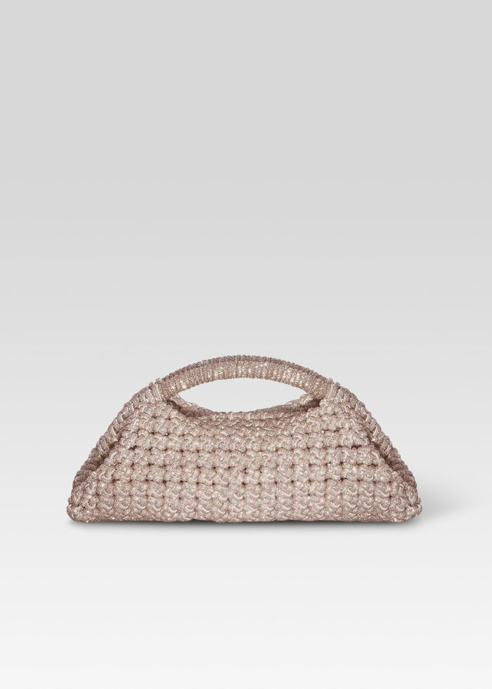 Beaded blush pink Olivia Clutch with compact rounded silhouette. media 1 of 5