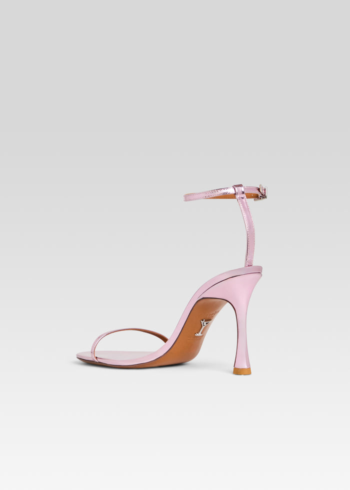 Fowla Sandal pink metallic stiletto with a slim ankle strap and buckle media 5 of 5