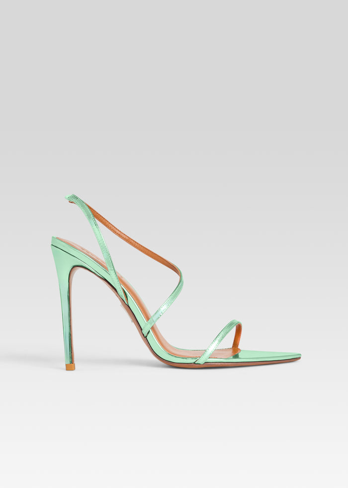 Mint green Naomi sandal with slender crisscross straps and a tall stiletto heel media 1 of 5