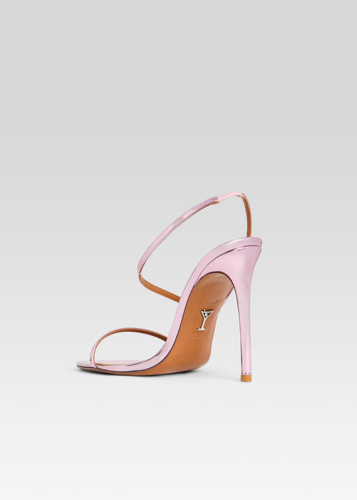 Pink metallic Naomi sandal with ankle strap and slender stiletto heel media 5 of 5