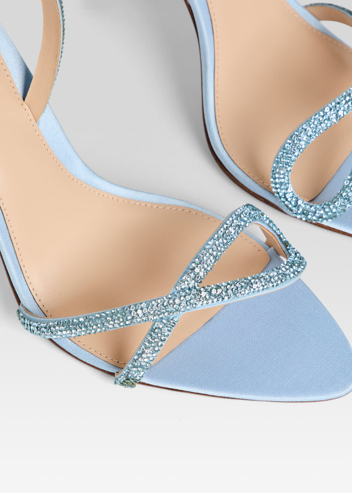 Nini Embellished Sandal light blue with crystal rhinestone straps across the toe media 3 of 5