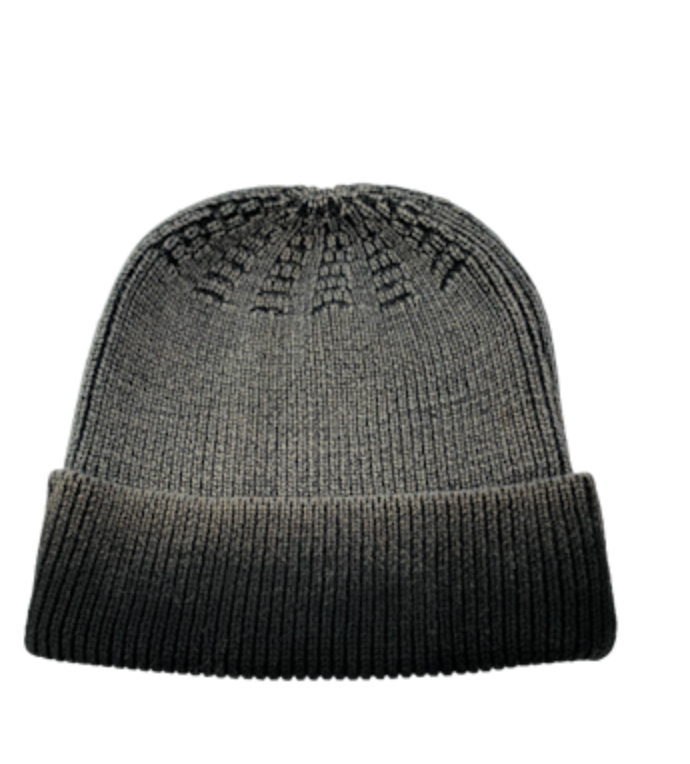 Tonga Beanie in gray knit with a dark ribbed cuff media 1 of 1