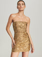 Gold Sequin Strapless Dress