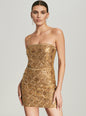 Gold Sequin Strapless Dress