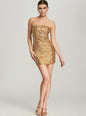 Gold Sequin Strapless Dress